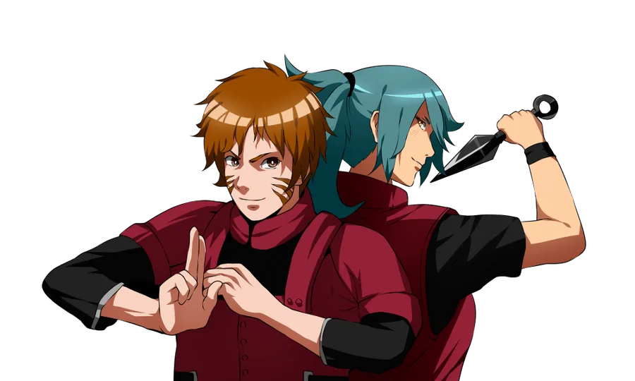 Two Ninja Kaizen characters ready for battle