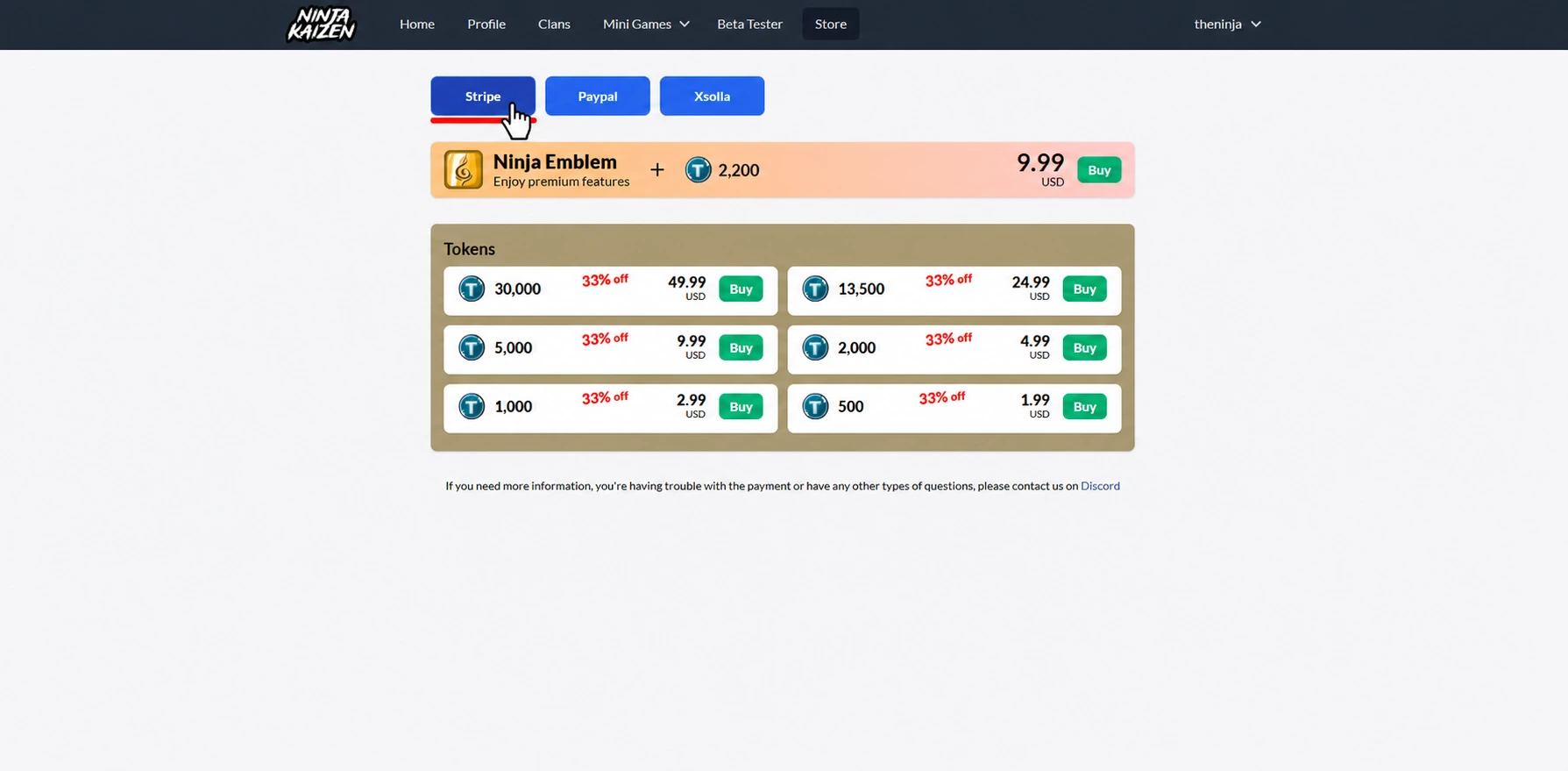 Payment method buttons