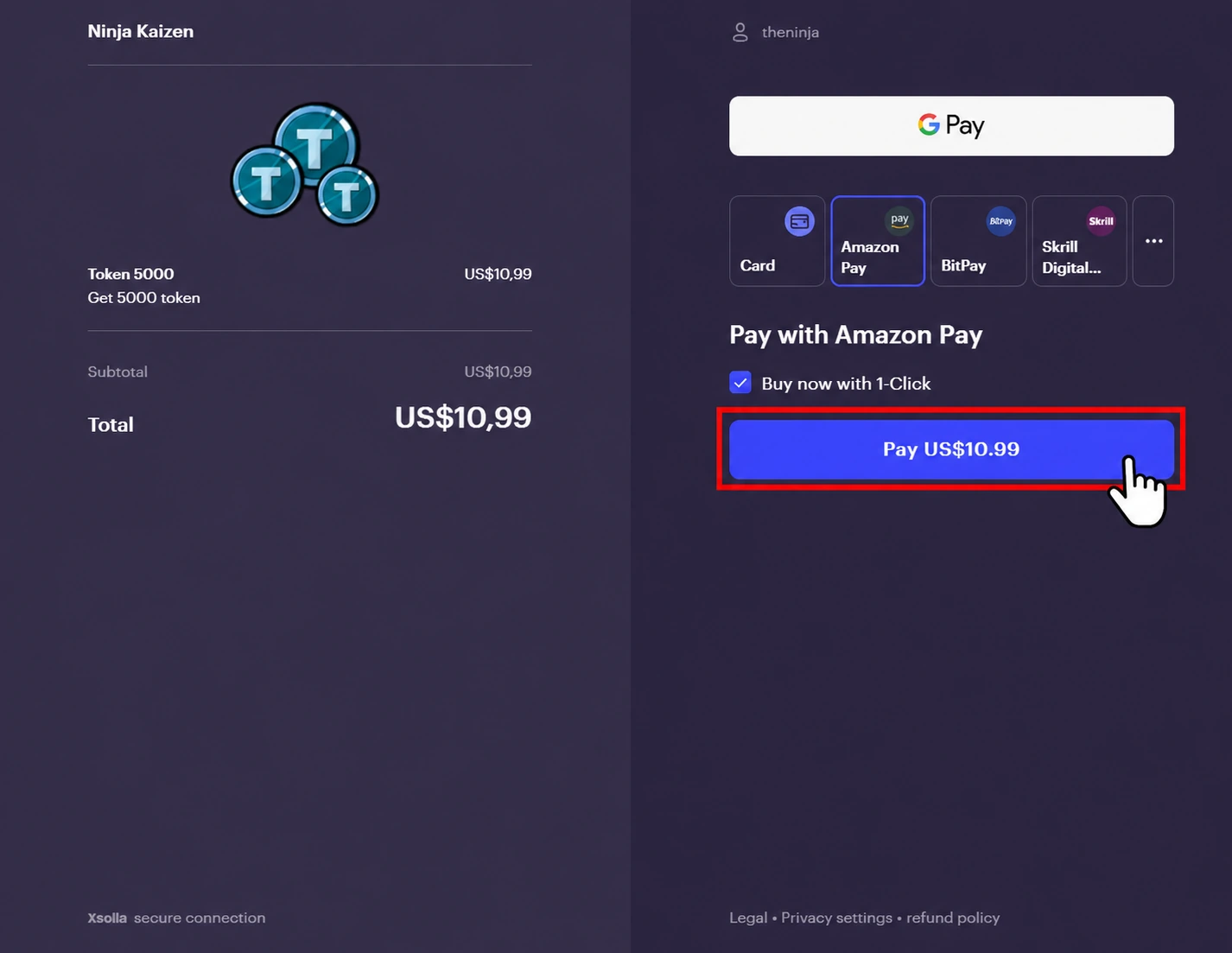 Xsolla payment page